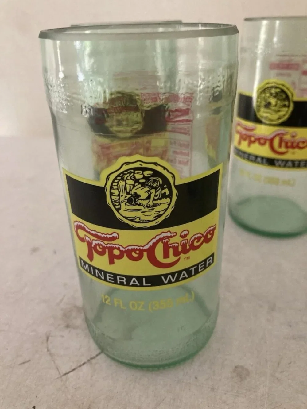Upcycled Topo Chico Drinking Glasses Handmade Recycled Glass Tumblers Set Of 8